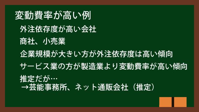 変動費率が高い例