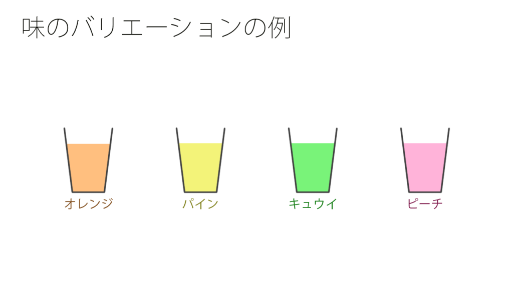 味のバリエーションの例