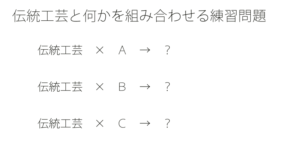 伝統工芸と何かを組み合わせる練習問題